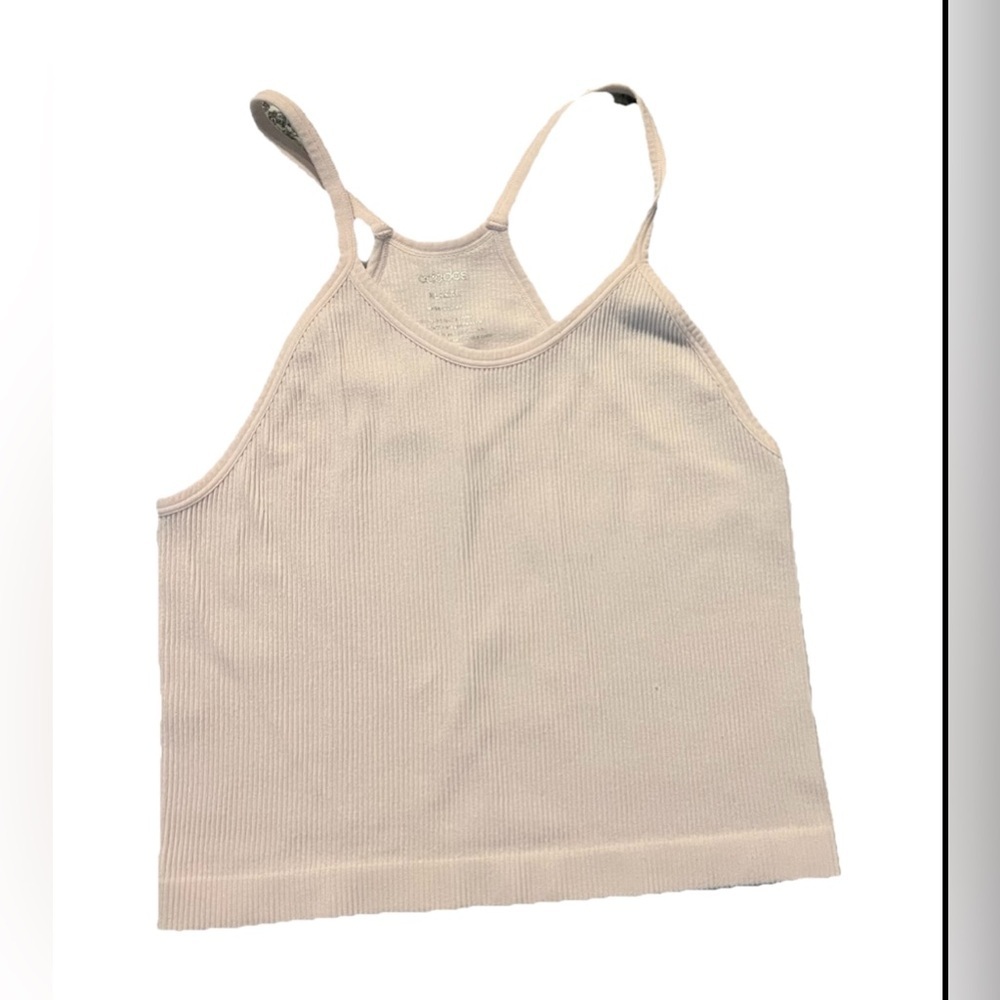 ODODOS Women's XL/XXL Light Pink Rib-Knit Crop Tank Top (0795)